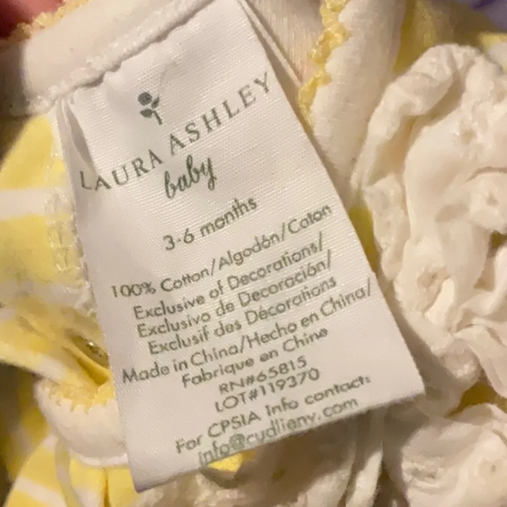 Laura Ashley| Yellow Striped Romper Kids with Floral Shorts Size 3-6 M